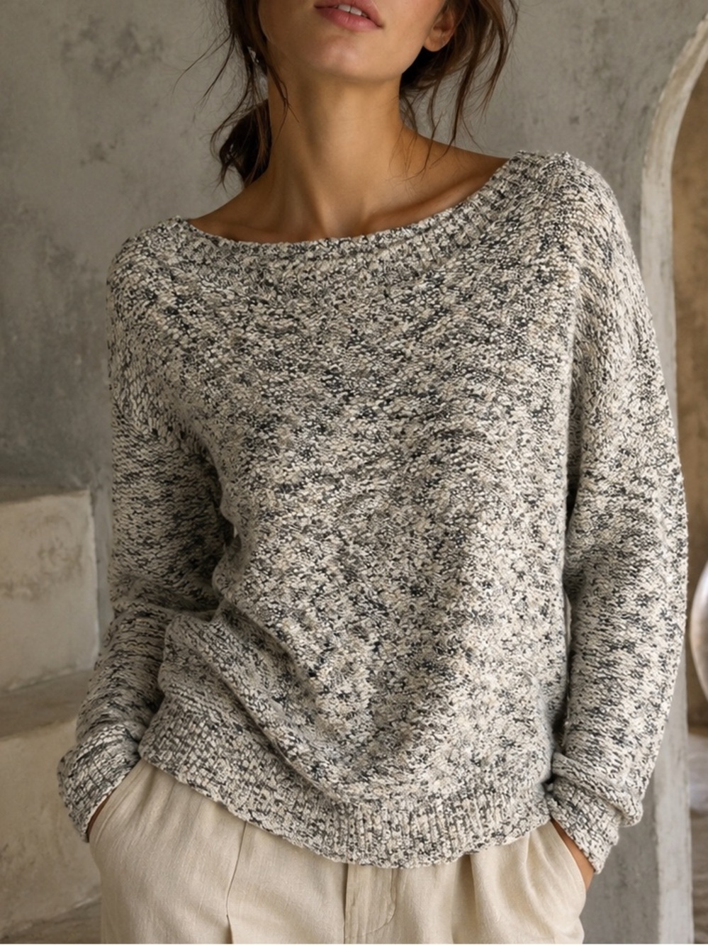 Theory Cotton Blend Oversized Sweater Size S Black Ivory Effortless Chic Coastal